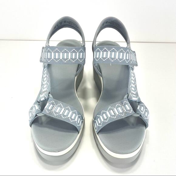 Soul Naturalizer Glitz Platform Wedge Sandal Size 9.5 Blue Calm/Gray Lightweight - Picture 10 of 16